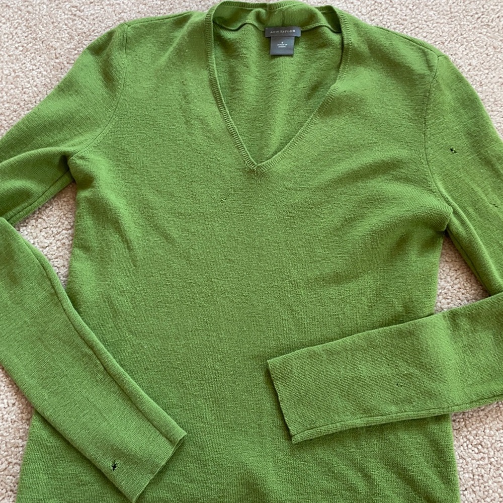 Sage Green Wool Sweater Ann Taylor